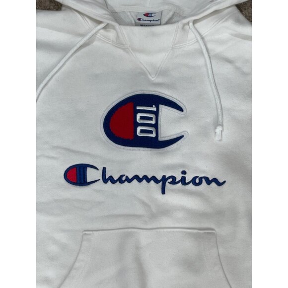 Champion 100 Hoodie Sweatshirt Womens M White Embroidered Century Collection - Picture 3 of 8